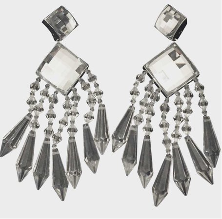 balmain silver crystal earrings