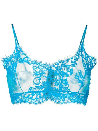 Blue Msgm Cropped Lace Top | Farfetch.com