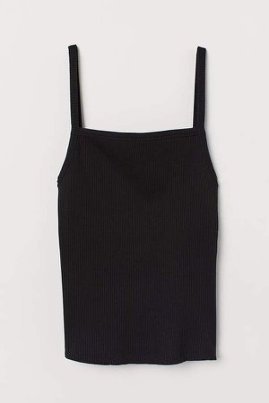 Ribbed Camisole Top - Black