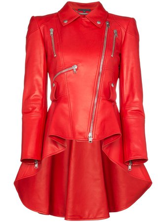 Alexander McQueen asymmetric ruffle leather jacket $4,825 - Buy Online AW18 - Quick Shipping, Price