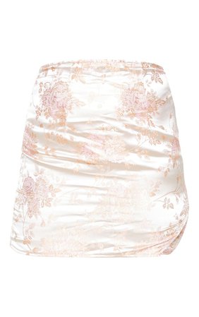 Pink Oriental Print Mini Skirt