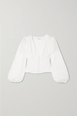 White Aryn linen blouse | Reformation | NET-A-PORTER