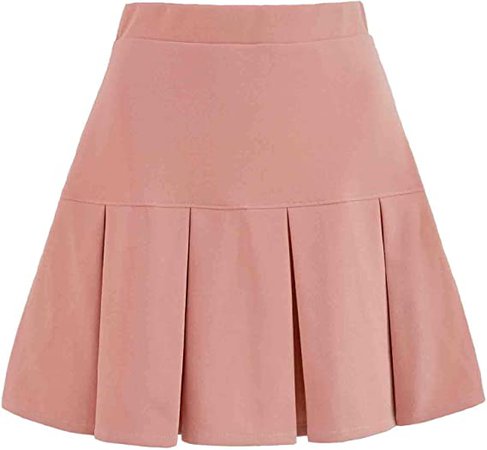 SEMATOMALA Women's Basic Solid Versatile Stretchy Flared Casual Mini Skater Skirt PI-S Pink at Amazon Women’s Clothing store