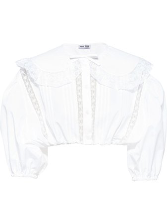 Shop Miu Miu poplin cropped blouse with Express Delivery - FARFETCH