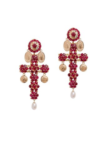 Shop Dolce & Gabbana Family cross clip-on earrings with Express Delivery - FARFETCH