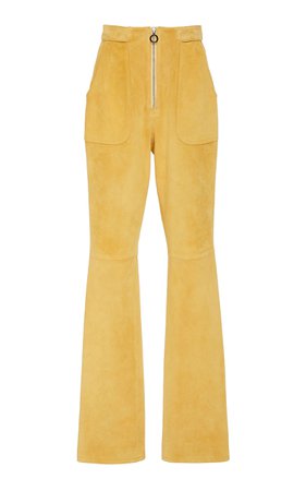 Sally LaPointe Zip Front Flared Suede Pants Size: 4