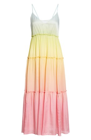 CAMI NYC The Adrienne Rainbow Tiered Silk Midi Dress | Nordstrom