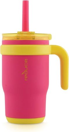 Amazon.com: REDUCE 14oz Coldee Tumbler with Handle for Kids Leakproof Insulated Stainless Steel Mug with Lid & Straw Keeps Drinks Cold up to 18 Hrs – BPA-Free and Spill Proof Chew-Resistant Straw - Pink Lemonade: Home & Kitchen