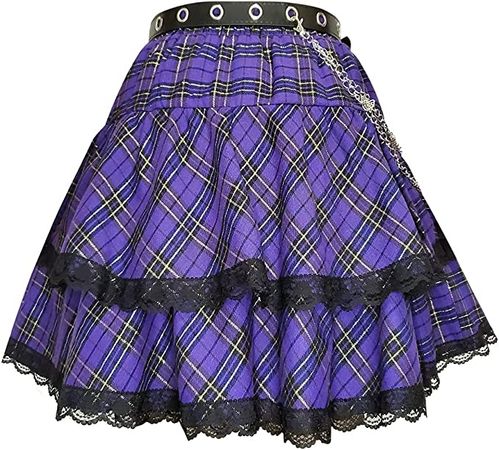 Amazon.com: PHOACE Women's Gothic Mini Pleated Skirt with a Flared Waist Layer  (Purple, Medium) : Clothing, Shoes & Jewelry