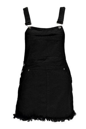 Black Denim Overall Pinafore Dress | boohoo