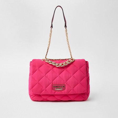 Pink quilted soft underarm shoulder handbag | River Island
