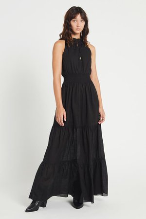 AJE - ABBY DRESS Black Cotton Maxi dress