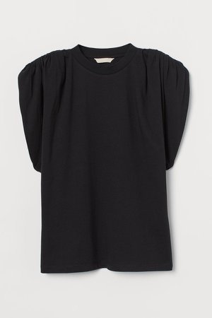 Puff-sleeved T-shirt - Black
