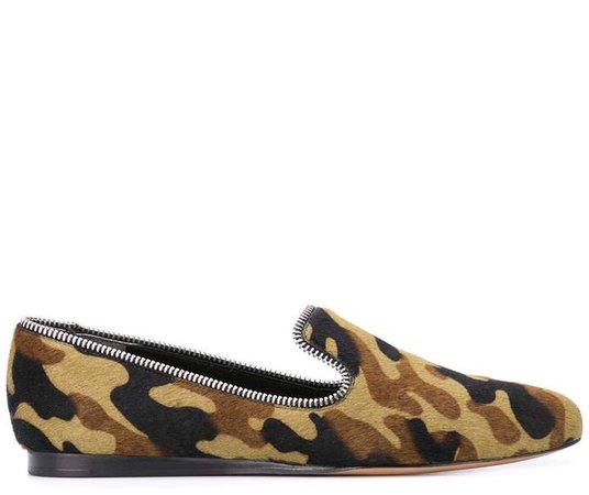 camouflage print loafers