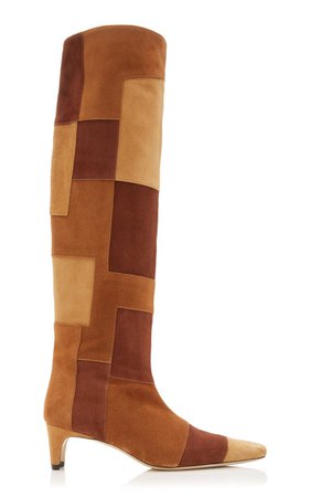 Wally Patchwork Suede Knee-High Boots By Staud | Moda Operandi