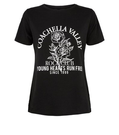 Black Coachella Rock Slogan Rock T-Shirt