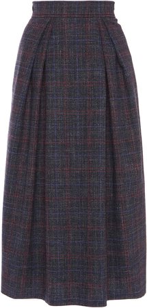 Alberta Ferretti Prince Of Wales Cotton-Blend Skirt