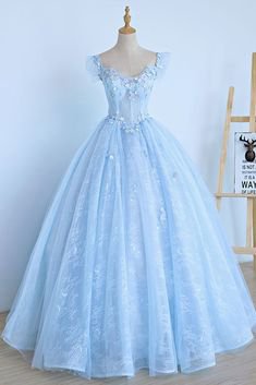 blue ball gown