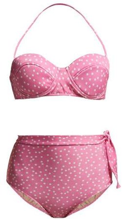 Adriana Degreas - Mille Puncti High Waist Bikini - Womens - Pink White