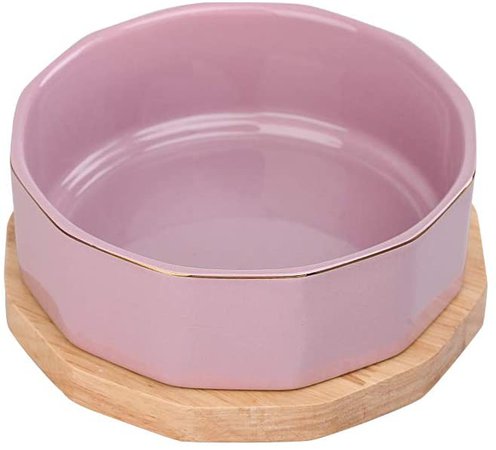 Purple Ceramic Cat Bowl Dog Bowls Pet Dish for Food and Water with Bamboo Stand Non-Slip Rubber Base : Amazon.ca: Pet Supplies