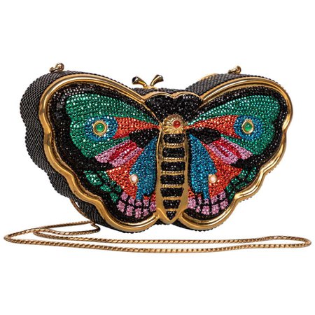 Judith Leiber Butterfly Crystal Minaudiere Bag For Sale at 1stdibs