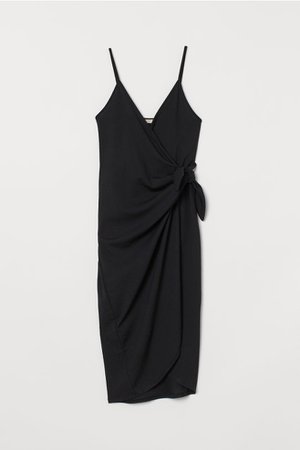 Платье на запахе с бантом - Черный - Женщины | H&M RU