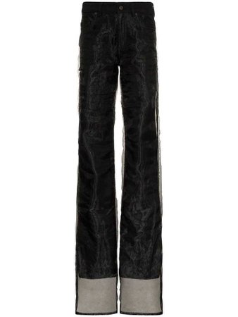 Y/Project straight leg chiffon layered jeans - Black