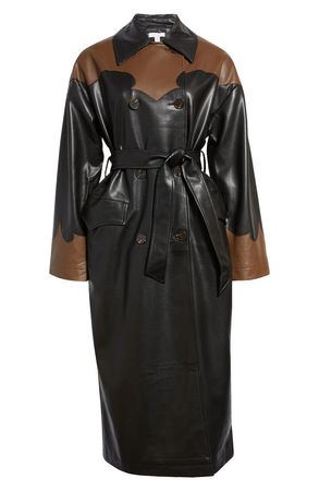 Topshop Western Faux Leather Trench Coat | Nordstrom