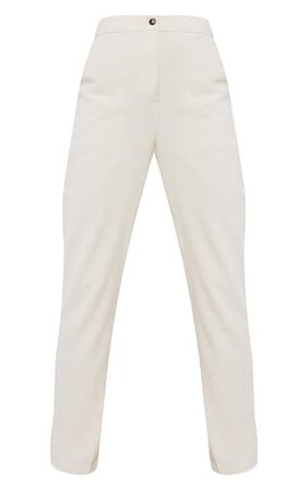 Cream Woven Pocket Detail Straight Leg Trousers | PrettyLittleThing USA