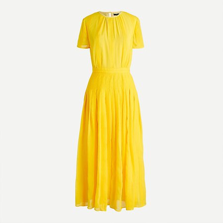 J.Crew: Midi Dress In Embroidered Chiffon yellow