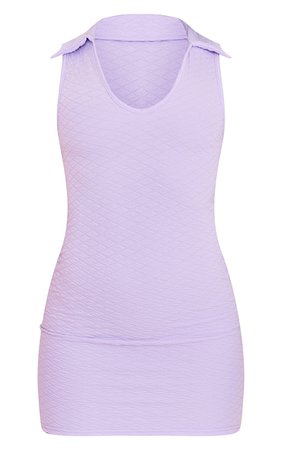 Lilac Textured Sleeveless Polo Collar Bodycon Dress | PrettyLittleThing USA