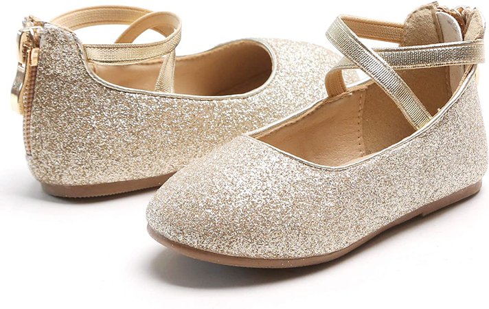 Amazon.com | Kiderence Girls Flat Mary Jane Shoes Dress Ballerina Gold Shoe (Toddler 6/Little Kids) | Flats
