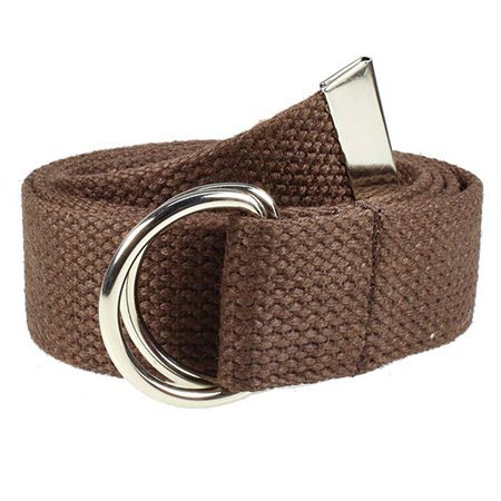 Gelante Canvas Web D Ring Belt Silver Buckle Military Style for men women-2052-Coffee (L/XL) at Amazon Men’s Clothing store