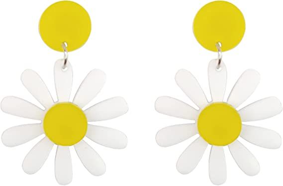 Amazon.com: ROSTIVO Daisy Flower Stud Dangle Earrings for Women and Girls Cute Acrylic Earrings: Clothing, Shoes & Jewelry