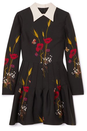 Valentino | Floral-print wool and silk-blend mini dress | NET-A-PORTER.COM