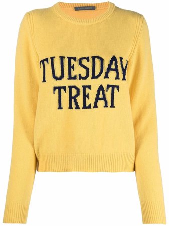Shop Alberta Ferretti intarsia-knit long-sleeve jumper with Express Delivery - FARFETCH