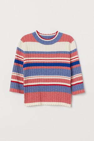 Ribbed jumper – blue/red striped | H&M