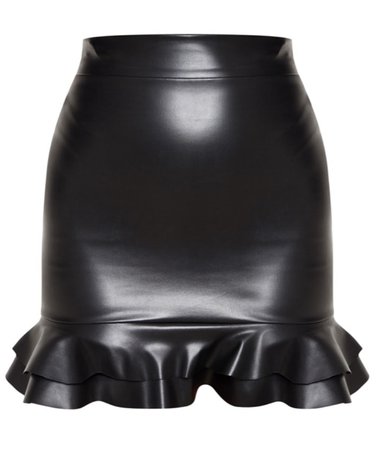 plt black leather skirt