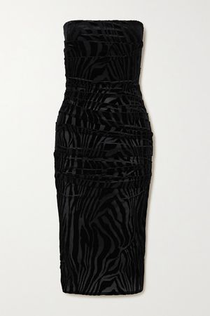 Codie Ruched Devore-velvet Mini Dress - Black