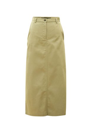 Modest Twill Maxi Skirt in Khaki