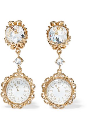Dolce & Gabbana | Gold-tone crystal clip earrings | NET-A-PORTER.COM