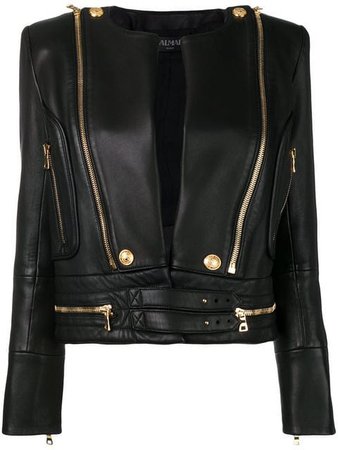 Balmain metallic details leather jacket £2,435 - Shop SS19 Online - Fast Delivery, Free Returns