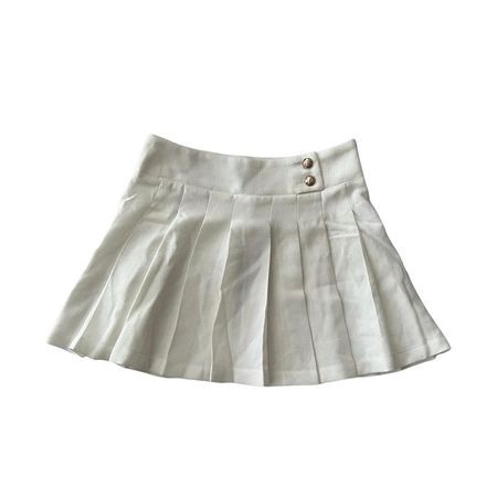 White mini skirt with gold detail Size: small Price:... - Depop