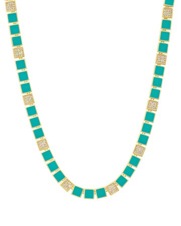 Freida Rothman Harmony Turquoise Enamel Collar Necklace