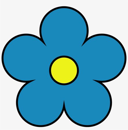 Outside Dark Blue Inside Yellow Flower Png Clipart - Blue Flower Png Clipart