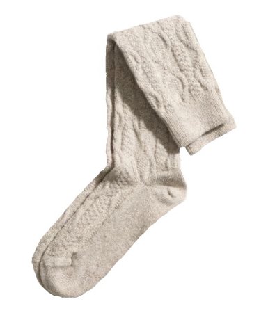 knit creme socks