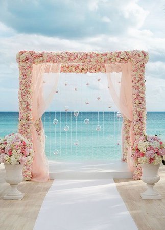 light pink and white beach wedding aisle - Google Search