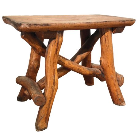 Antique Hand-Crafted Rustic and Organic Oak Tree Stool for Indoor or Outdoor For Sale at 1stDibs