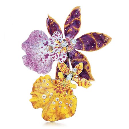 Tiffany & Co, Orchid enamel brooch