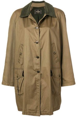 Pre-Owned corduroy collar parka coat